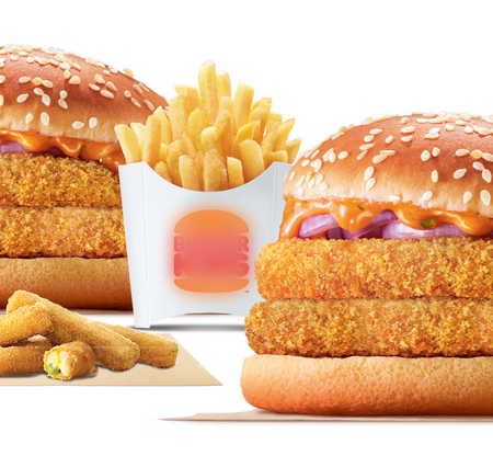 2 Crispy Veg Double Patty + 1King Fries + 1Veggie strips